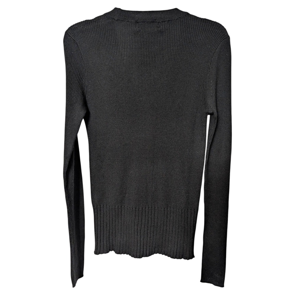 Madewell Black Merino Silk Blend V-Neck Button Front Cardigan Sweater Black XS - Picture 4 of 11